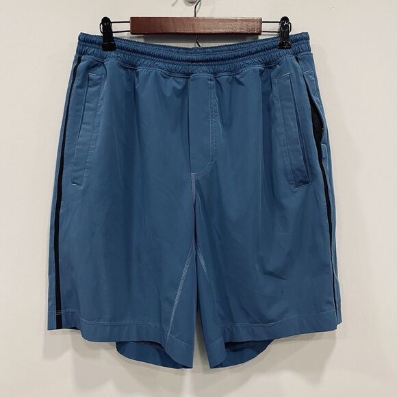 LULULEMON XL Men’s Pacebreaker Lined Running Shorts 10” Blue Black Stripe Casual - Picture 14 of 16